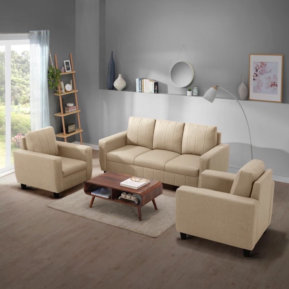 Pebble Brown Cushioned Sofa Set