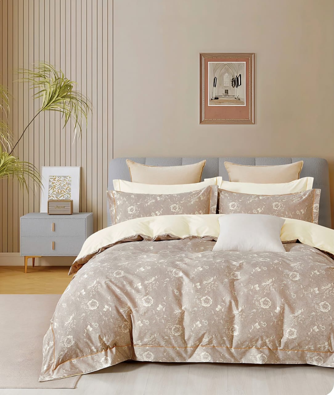 Warm Beige Textured Comforter Set